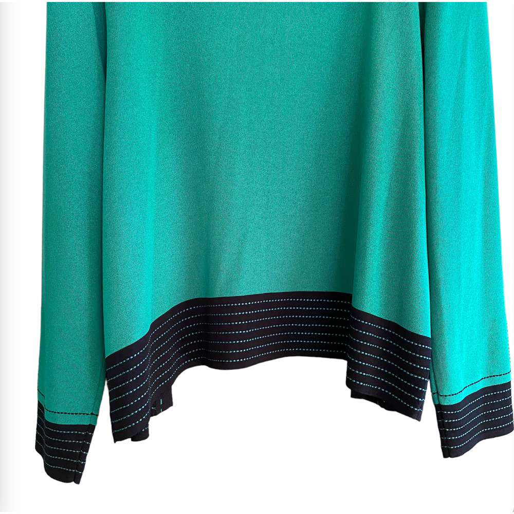 MING WANG Size L Cardigan Open Front Green Black Gold Metal Studs - Picture 6 of 9